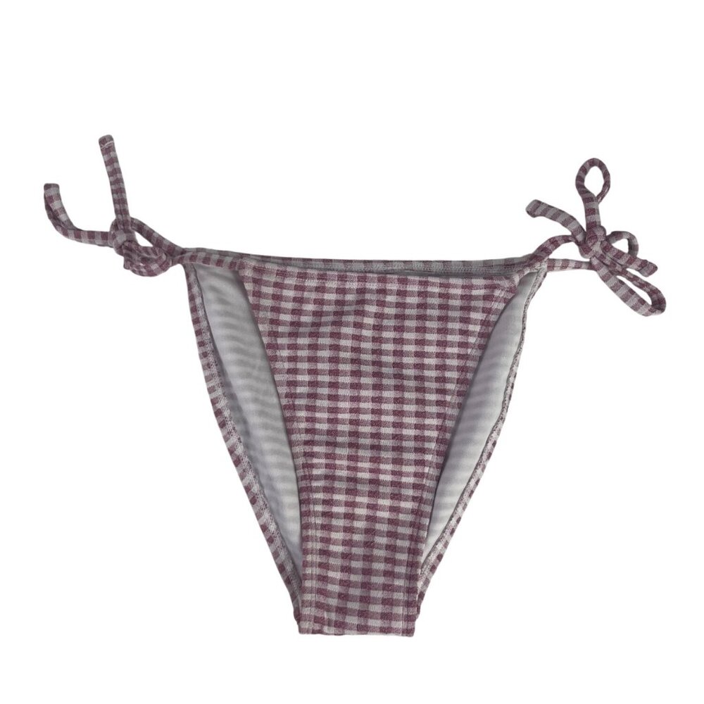 Wild Fable Tie Side Bikini Bottoms Womens Small Pink White New Gingham Cheeky
